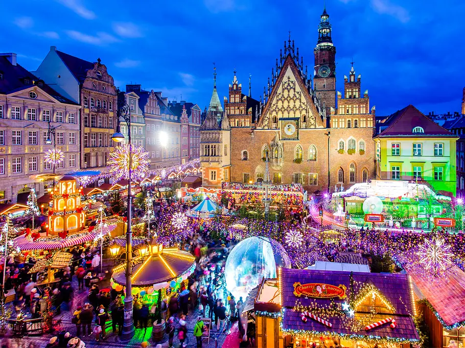 Breslau, Polen: Jarmarkt Bozonarodzeniowy Breslau Weihnachtsmarkt