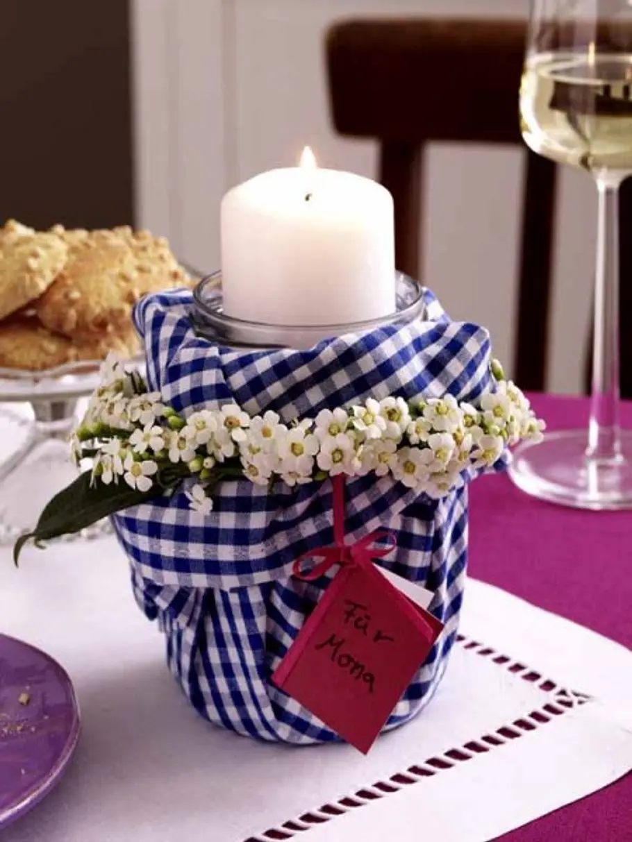 Windlicht mit Blumen zum Muttertag selber machen 4 geschenke selbermachen