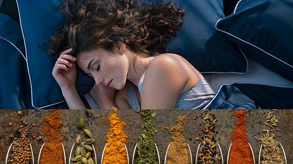 6 Gewürze helfen uns, einen besonders geruhsamen Schlaf zu finden. - Foto: Collage aus enviromantic/iStock (unten) & Ridofranz/iStock (oben); Collage: Wunderweib Redaktion (Themenbild)