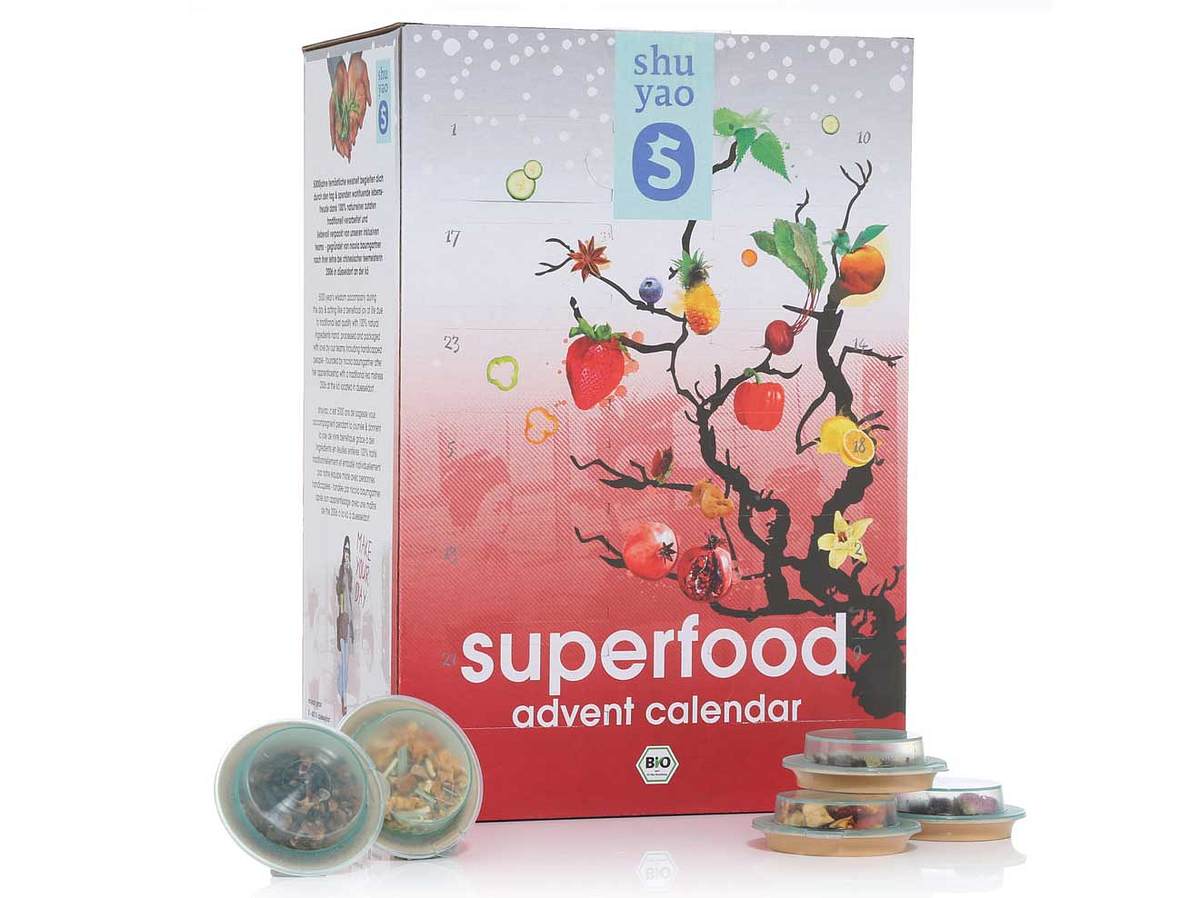 Der Adventskalender von shuyao versorgt dich den Dezember über mit Superfoods.