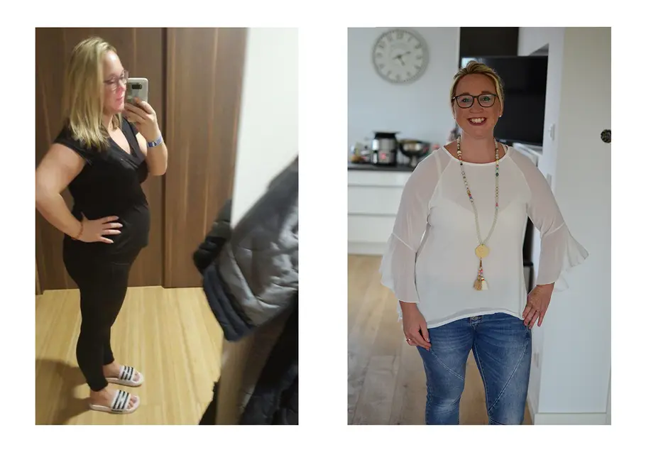 Ina vorher und nachher auf 2 Fotos