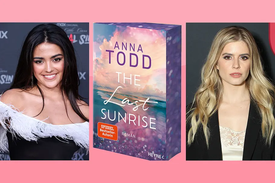 „The Last Sunrise“-Film Schauspielerin Maia Reficco, Anna Todds Buch „The Last Sunrise“ und Regisseurin Carlson Young.