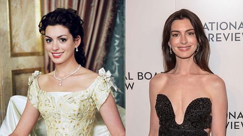 Anne Hathaway in Plötzlich Prinzessin 2 und heute. - Foto: IMAGO / Allstar; IMAGO / SOPA Images