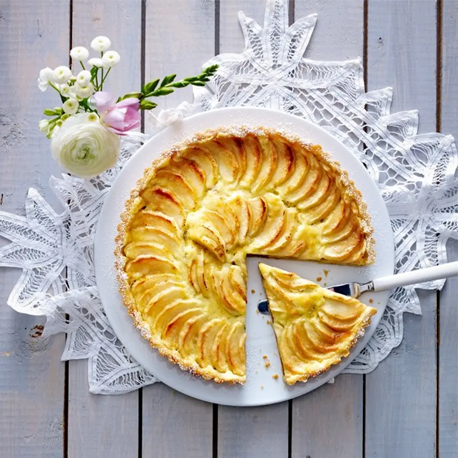 Apfel-Pudding-Tarte apfel