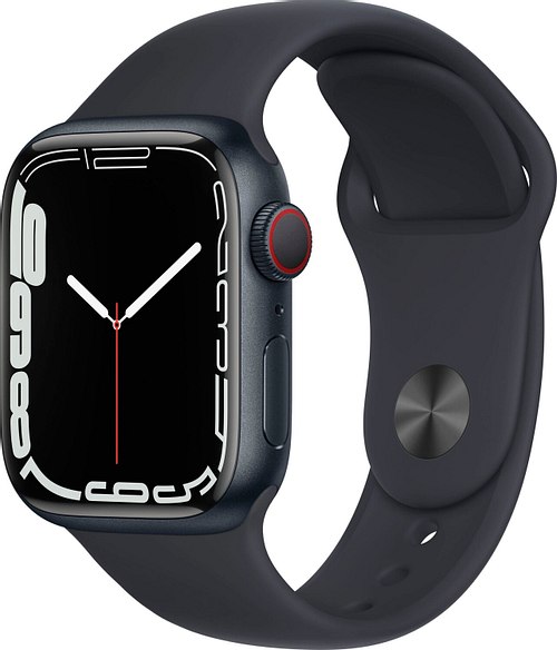 Apple Watch (Series 7) GPS 45 mm - Aluminium Mitternacht - Sportarmband Schwarz
