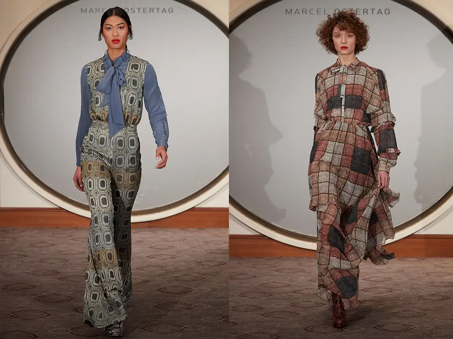 Muster-Manie bei Marcel Ostertag Marcel Ostertag präsentiert seine Designs auf der Berlin Fashion Week 2019 unter dem Titel „Heroes“.