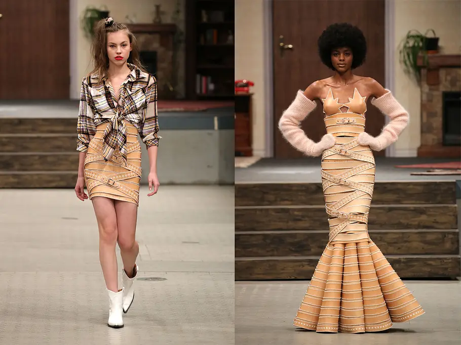 Marina Hoermanseder – „State of Marina“ Die 80er und 90er und der Strap Skirt in Abwandlungen: Marina Hoermanseder zeigt auf der Fashion Week Berlin plakative Designs.