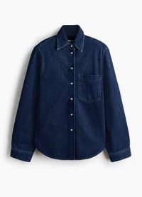 Jeansbluse mit Schulterpolstern