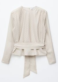 Geraffte Bluse mit Bindegürtel