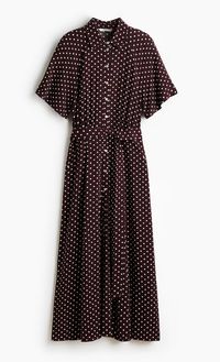 Blusenkleid mit Bindegürtel braun gepunktet