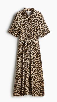 Blusenkleid mit Bindegürtel leopardenprint