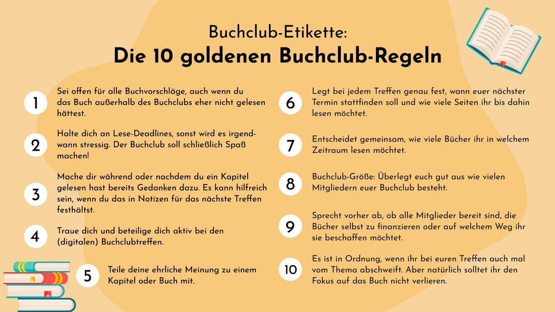 Buchclub-Etikette: Die 10 goldenen Buchclub-Regeln Buchclub-Etikette: Die 10 goldenen Buchclub-Regeln