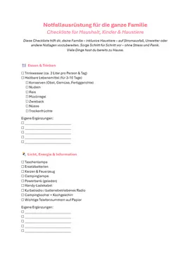 Checkliste Notfallausrüstung Familie Wunderweib Checkliste Notfallausrüstung Familie Wunderweib