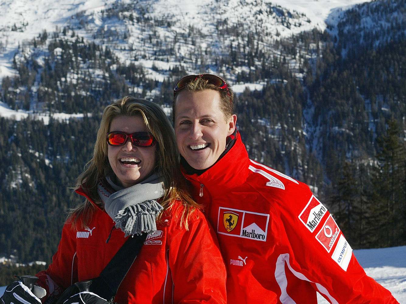 Michael Schumacher mit Corinna im Skiurlaub