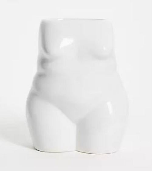 Monki – Vase im Körper-Design in Weiß