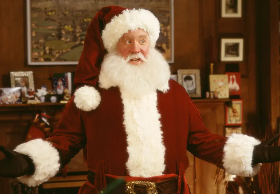 Die besten Weihnachtsfilme Tim Allen im Weihnachtsmannkostüm in „Santa Clause“.