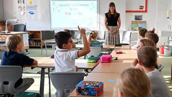 Lehrerin vor einer Grundschulklasse - Foto: IMAGO / Sven Simon