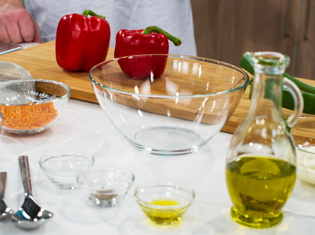 Zutaten: Paprika mit Linsen-Schafskäse-Füllung Zutaten: Paprika mit Linsen-Schafskäse-Füllung
