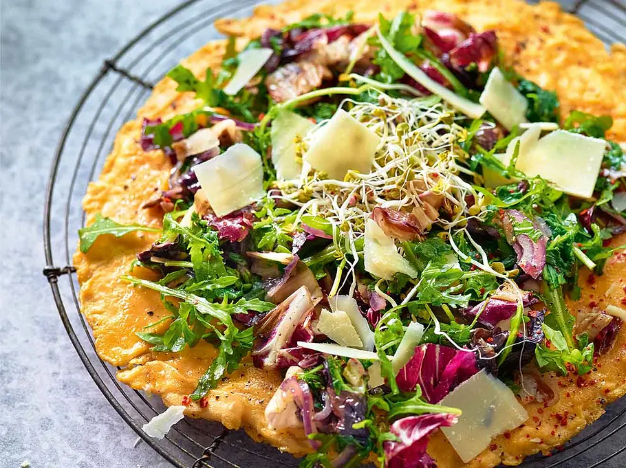 Omelett mit Radicchio, Rucola und Parmesan Doc Fleck Rezepte: Omelett mit Radicchio, Rucola und Parmesan
