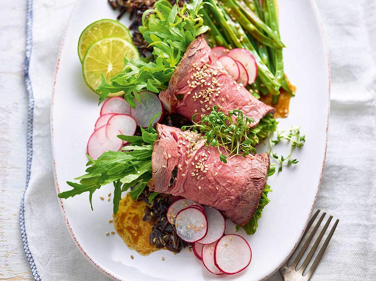 Doc Fleck Rezepte: Roastbeefröllchen mit grünen Bohnen