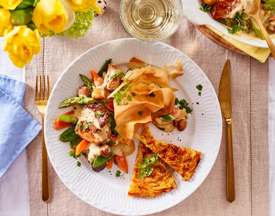 Eiweißreiches Abendessen: Filetspitzen-Pie in Dijonsenf-Hollandaise Eiweißreiches Abendessen: Filetspitzen-Pie in Dijonsenf-Hollandaise