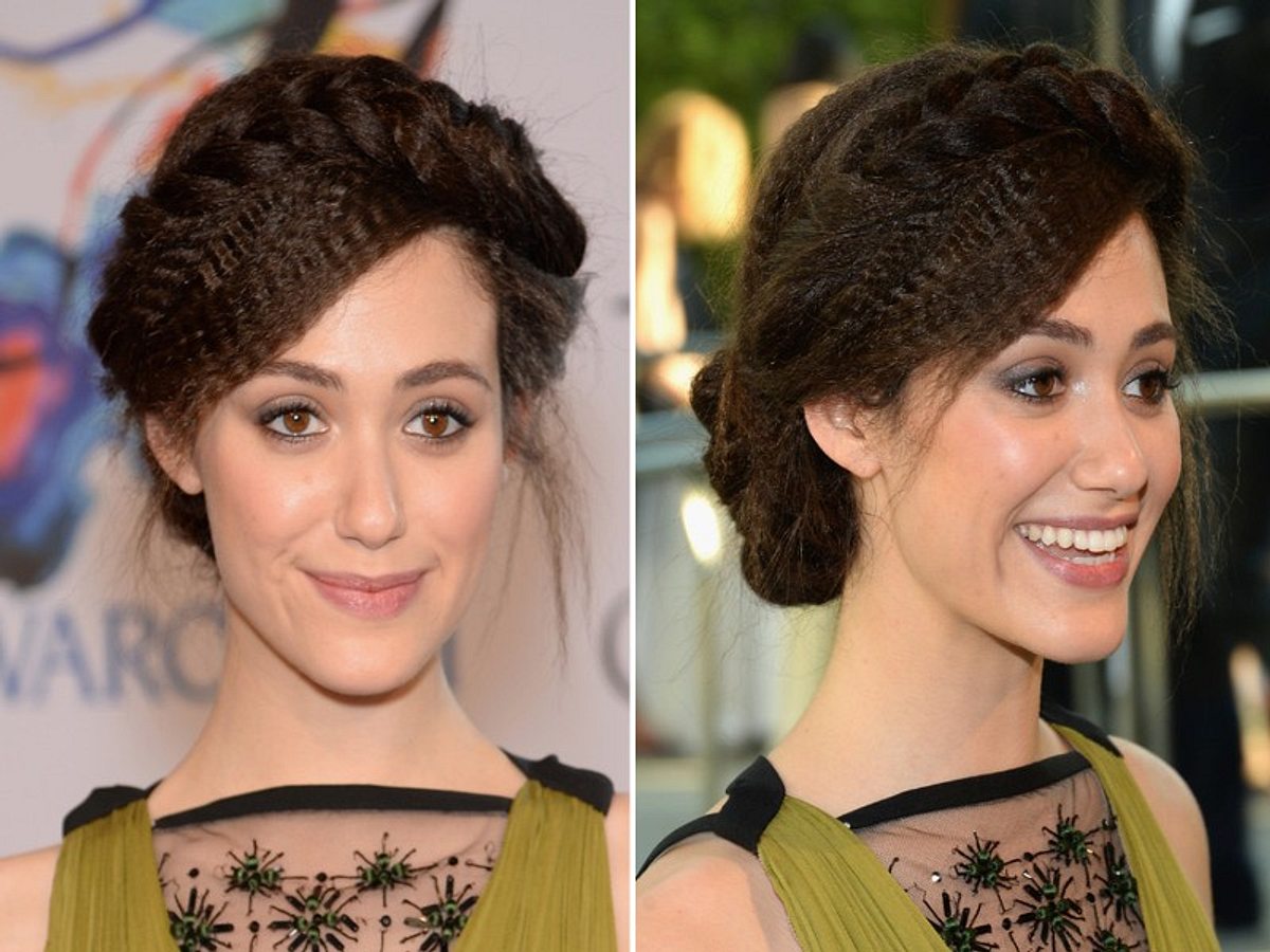 Emmy Rossum mit gekreppter Flechtfrisur emmy rossum mit gekreppter flechtfrisur