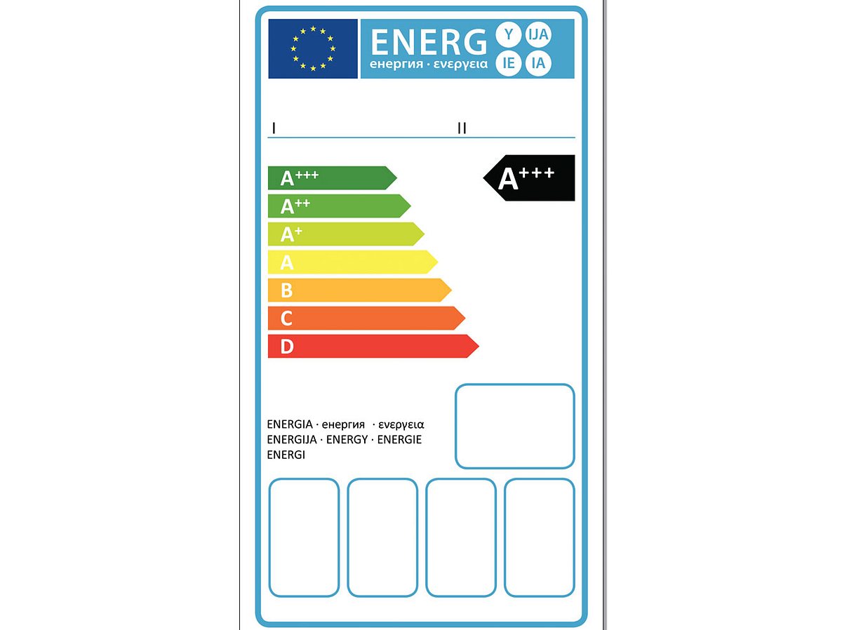 So sieht das Energielabel bis jetzt aus und das Neue hat einen ähnlichen Look.