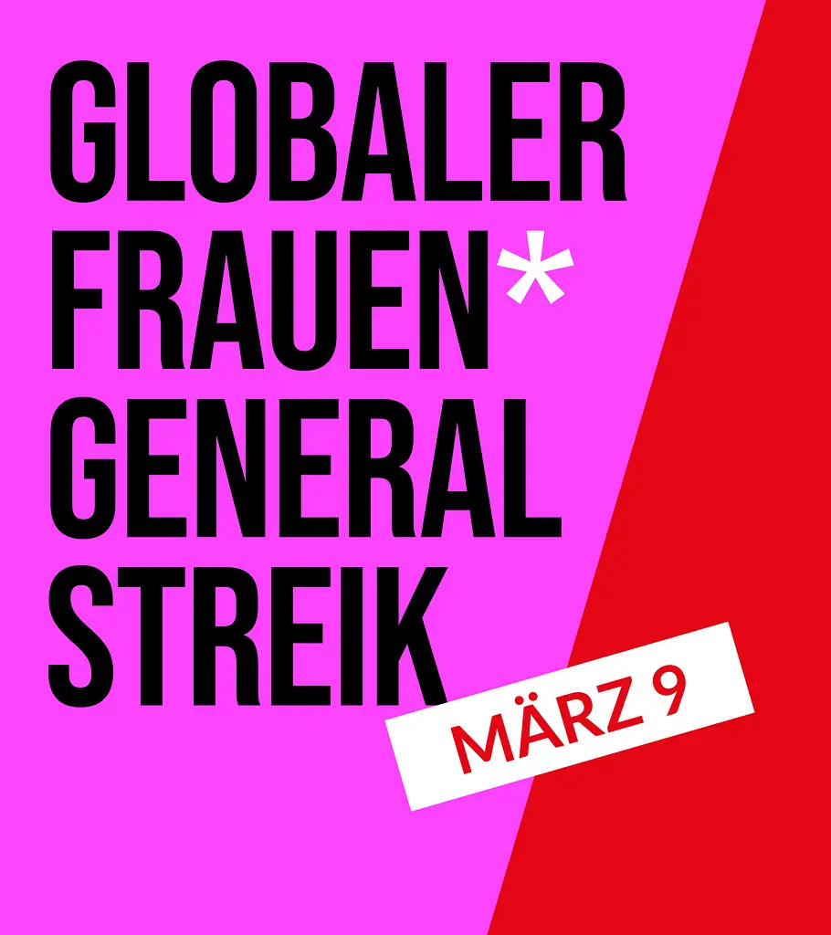 Das Banner von ENOUGH mit dem Titel: Globaler Frauen*Generalstreik, 9. März