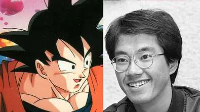 Der Erfinder von Dragon Ball Akira Toriyama und die von ihm gezeichnete Manga-Serie - Foto: Collage aus Image courtesy TOEI ANIMATION CO LTD / Ronald Grant Archive / Mary Evans (l.) & STR/JIJI Press/AFP via Getty Images (r.); Collage: Wunderweib Redaktion