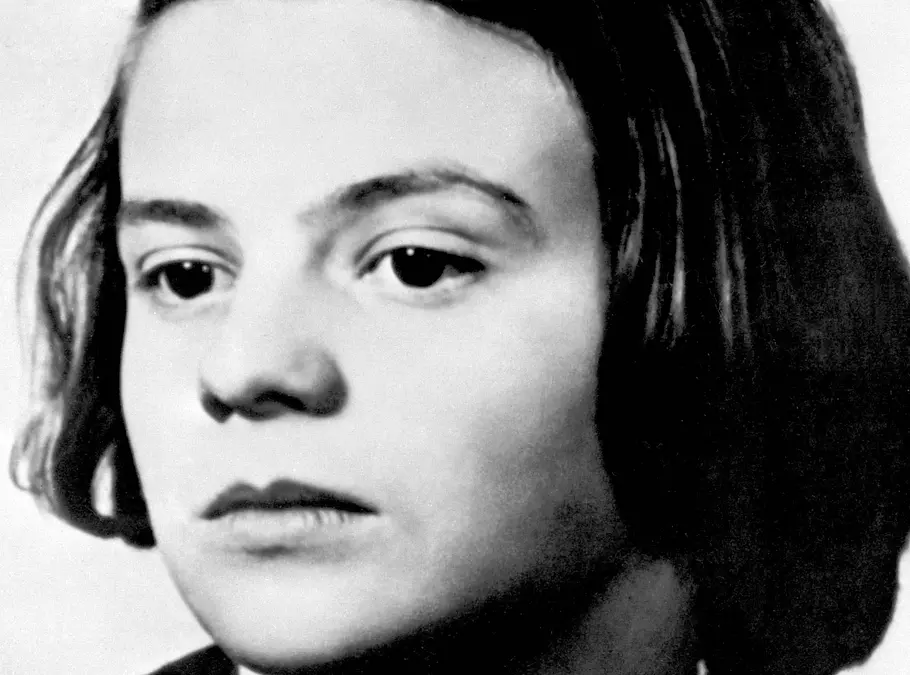Portraitaufnahme von Sophie Scholl.