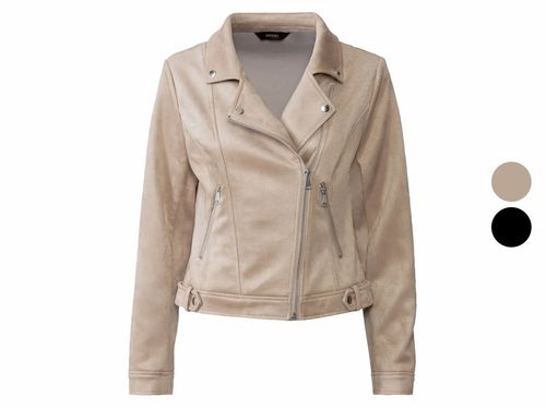 esmara® Damen Bikerjacke, in Velourslederoptik, mit Reverskragen, beige