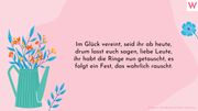 Im Glück vereint seid ihr ab heute, drum lasst euch sagen, liebe Leute, ihr habt die Ringe nun getauscht, es folgt ein Fest, das wahrlich rauscht. - Foto: Collage von Wunderweib und Sensvector/iStock