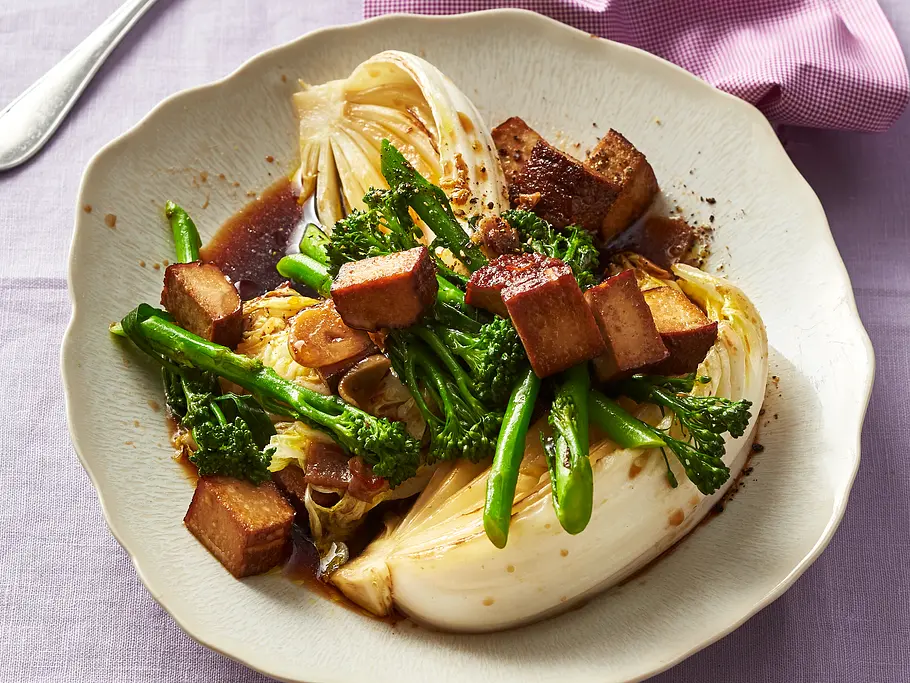 GLYX Rezept für Tofu mit Bimi und Chinakohl GLYX Rezept für Tofu mit Bimi und Chinakohl