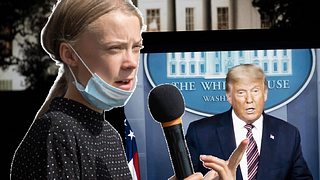 Greta Thunberg hat sich eine Spitze gegen Trump erlaubt. - Foto: imago images / Xinhua und imago images / epd