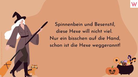 Spinnenbein und Besenstil, diese Hexe will nicht viel. Nur ein bisschen auf die Hand, schon ist die Hexe weggerannt! - Foto: Collage von Wunderweib und iStock: Larisa Vladimirova & imaginasty