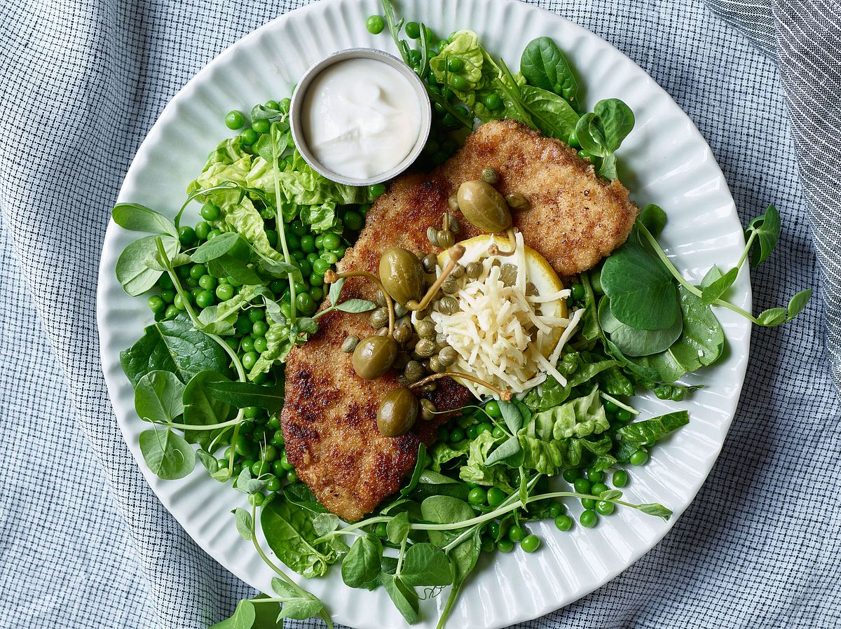 Das Handvoll-Prinzip: Rezept für Schnitzel mit Gemüsebeilage