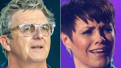 Hans Sigl und Francine Jordi - Foto: Collage: Redaktion Wunderweib, IMAGO / Daniel Scharinger, Adam Berry / Freier Fotograf / Getty Images