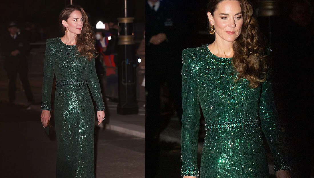 Herzogin Kate im grünen Abendkleid