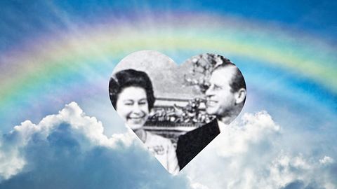 Im Himmel können Queen Elizabeth II. und Philipp die Kronjuwelen-Hochzeit feiern. - Foto: Collage kamisoka / iStock/ IMAGO / UIG