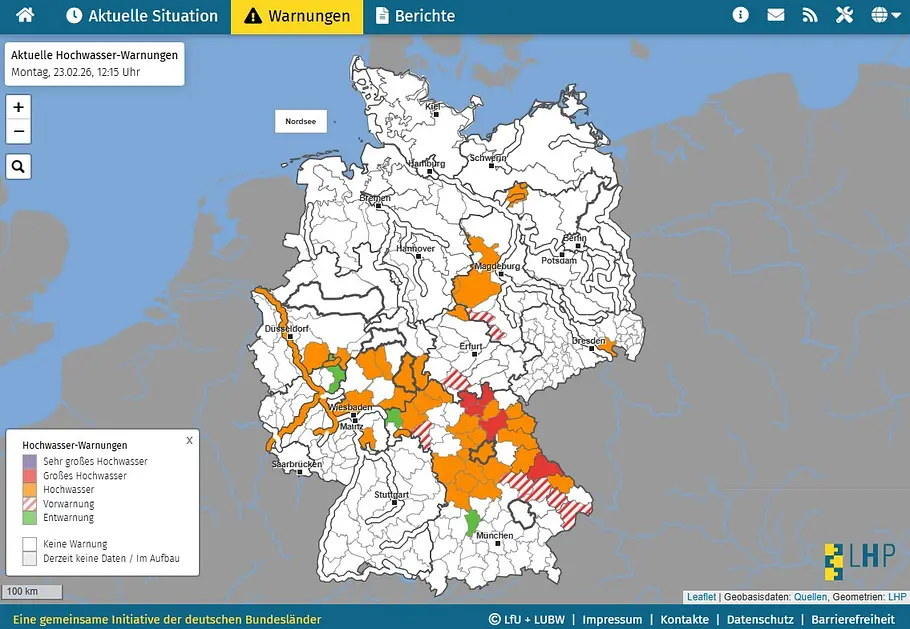 Hochwasserwarnungen in Deutschland aktuelle Karte