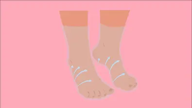 Hornhaut-Socken schließen sich pflegend um den Fuß - Foto: Eine Collage von Wunderweib & iStock: Roi and Roi & Misaso