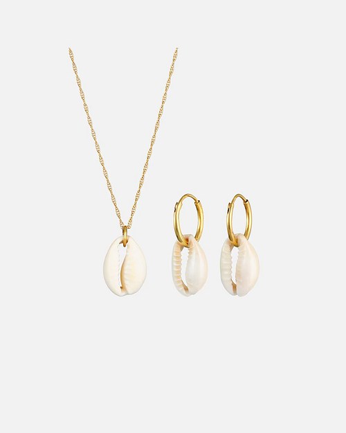 Set Muschelkette und Ohrringe