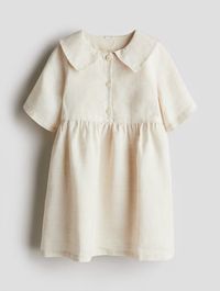 Leinenkleid in Loose Fit, Hellbeige, Hellrosa