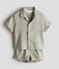 2-teiliges Leinenset Hellblau, Beige, 