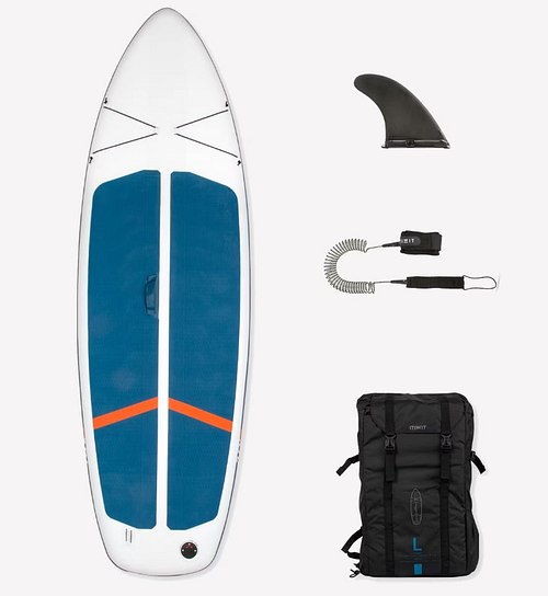 ITIWIT SUP Stand Up Paddle aufblasbar und kompakt 10' (max. 130 kg) - SUP100 weiss/blau