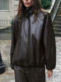 Zara - Kunstlederjacke Mit Hohem Kragen - Dunkelbraun