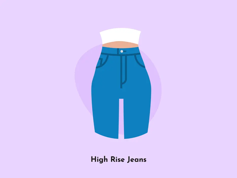 Bundhöhe High Waist Jeans Die bekannteste High Waist Jeans ist wohl die Marlene Jeans. Hier liegt der Bund so hoch, dass es den Bauchnabel vollständig verdeckt.