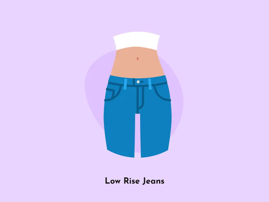 Low Waist Jeans Der Hosenbund liegt bei der Low Waist Jeans unterhalb der Taillenlinie.