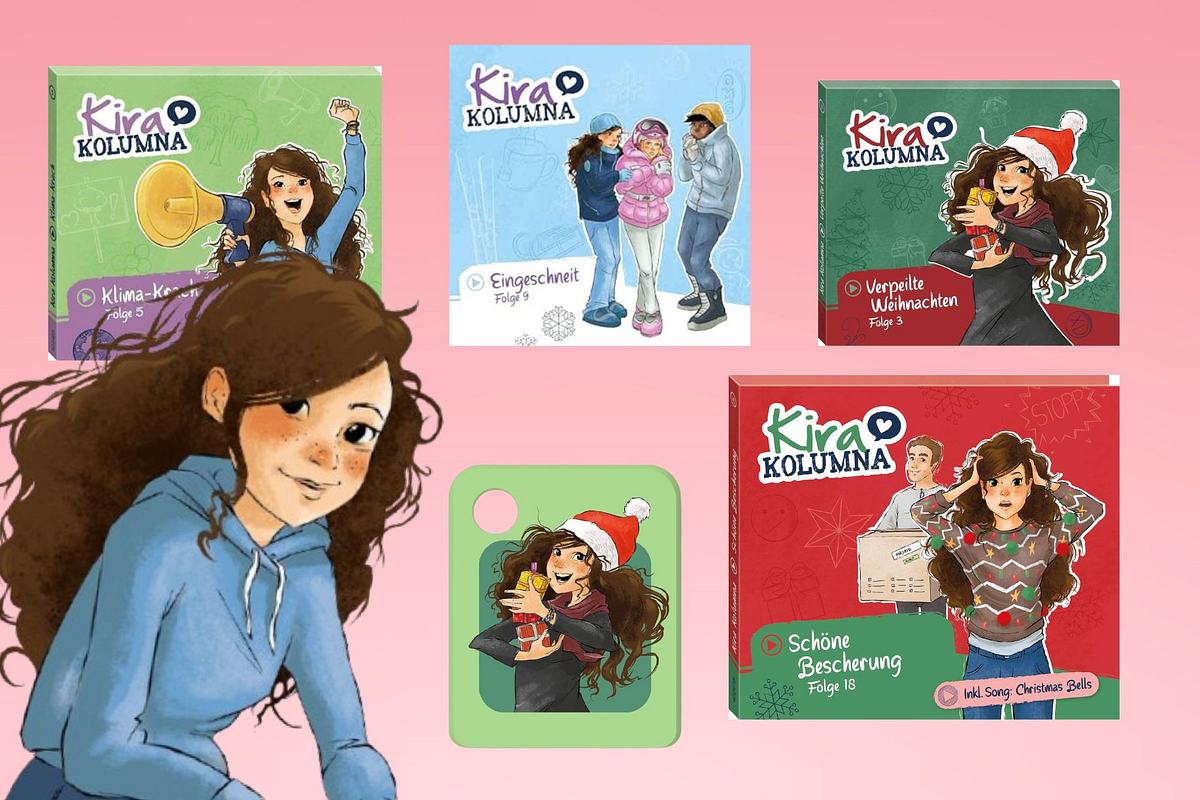 Verschiedene Produkte der Kira Kolumna Reihe. Zb CDs, Bücher, Galakto Token