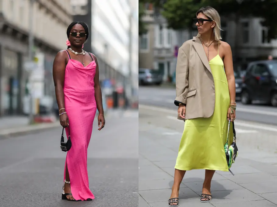 Sexy Satin: Schimmernde Strap-Dresses in allen Längen liegen jetzt im Trend